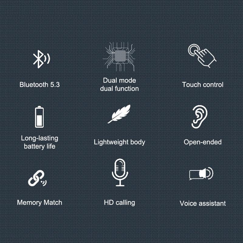 Open-Ear Bluetooth 5.3 Sport Headphone Wireless, Air Conduction Wireless Earphone Ear Hook Headset For Running Driving Gaming