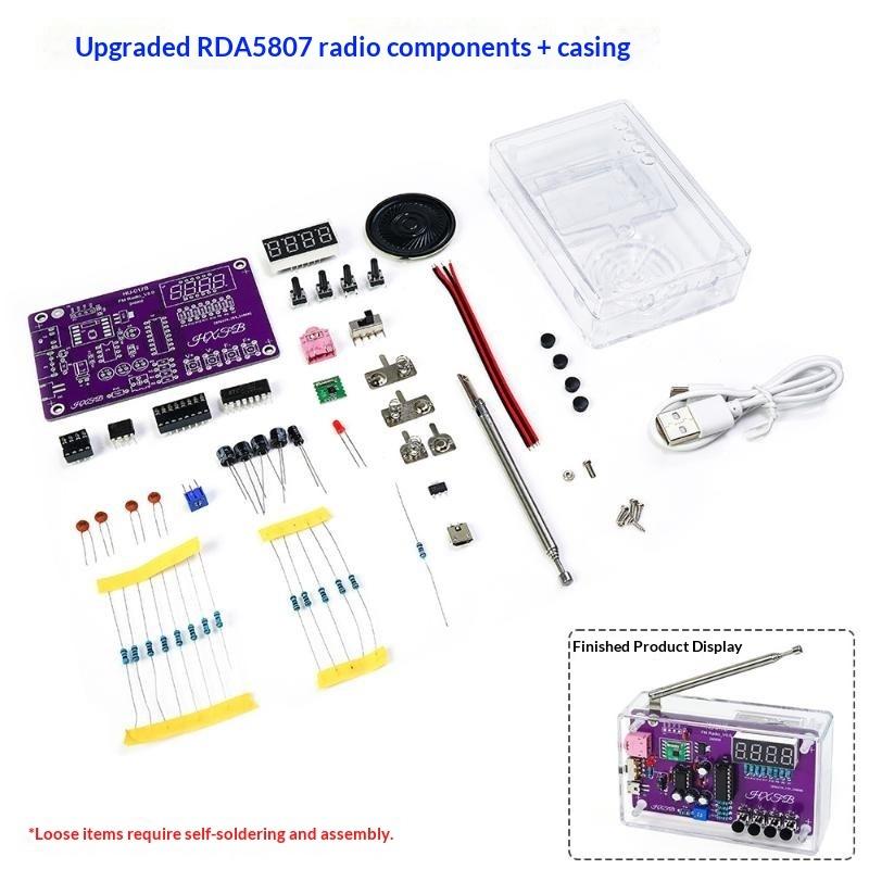 Diy Fm Radio Electronic Kit 87-108Mhz Adjustable Frequency Digital Display Soldering Project Practice Solder Rda5807S