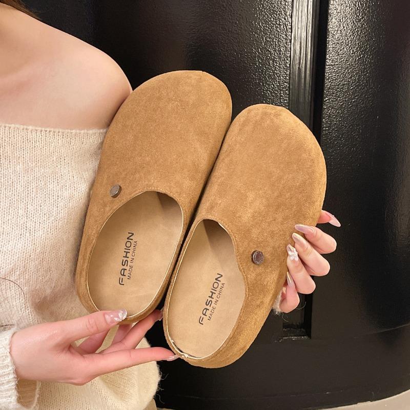 2025 New Suede Women Slippers Fashion Cork Footbed Beach Slippers Soft Cork Nonslip Slippers With Arch Support