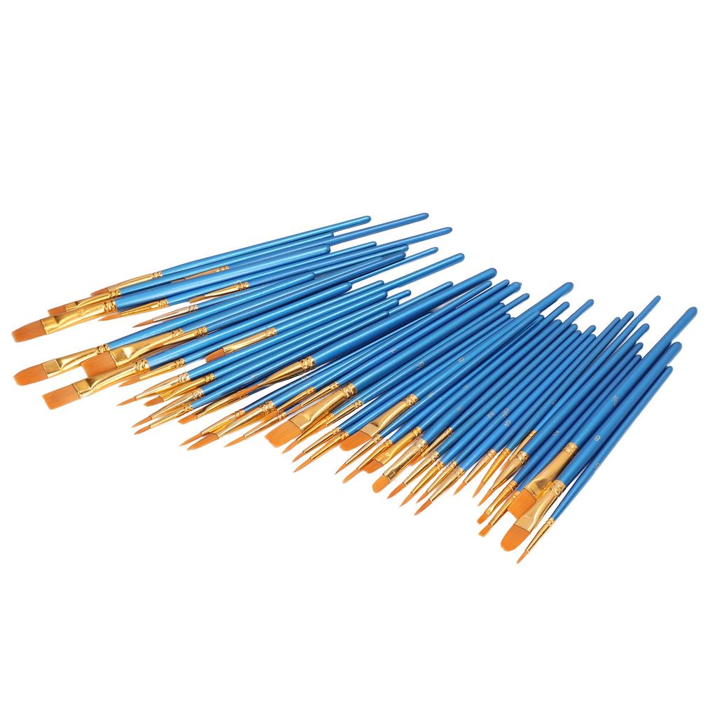 50Pcs Paint Brush Set Nylon Bristles Multiple Models Strong Adsorption Art Paint Brush Set for Watercolor Oil Painting