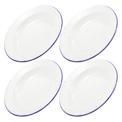 4Pcs Enamel Camping Dishes Plate Pasta Hotel Dessert Enamelware Oven Tray Unbreakable Dinner Serving Platter Tray Salad Plates