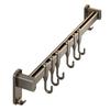 Kitchen Wall Mount Hooks And Double Rod Rack With Plastic And Carbon Steel For Home Organization