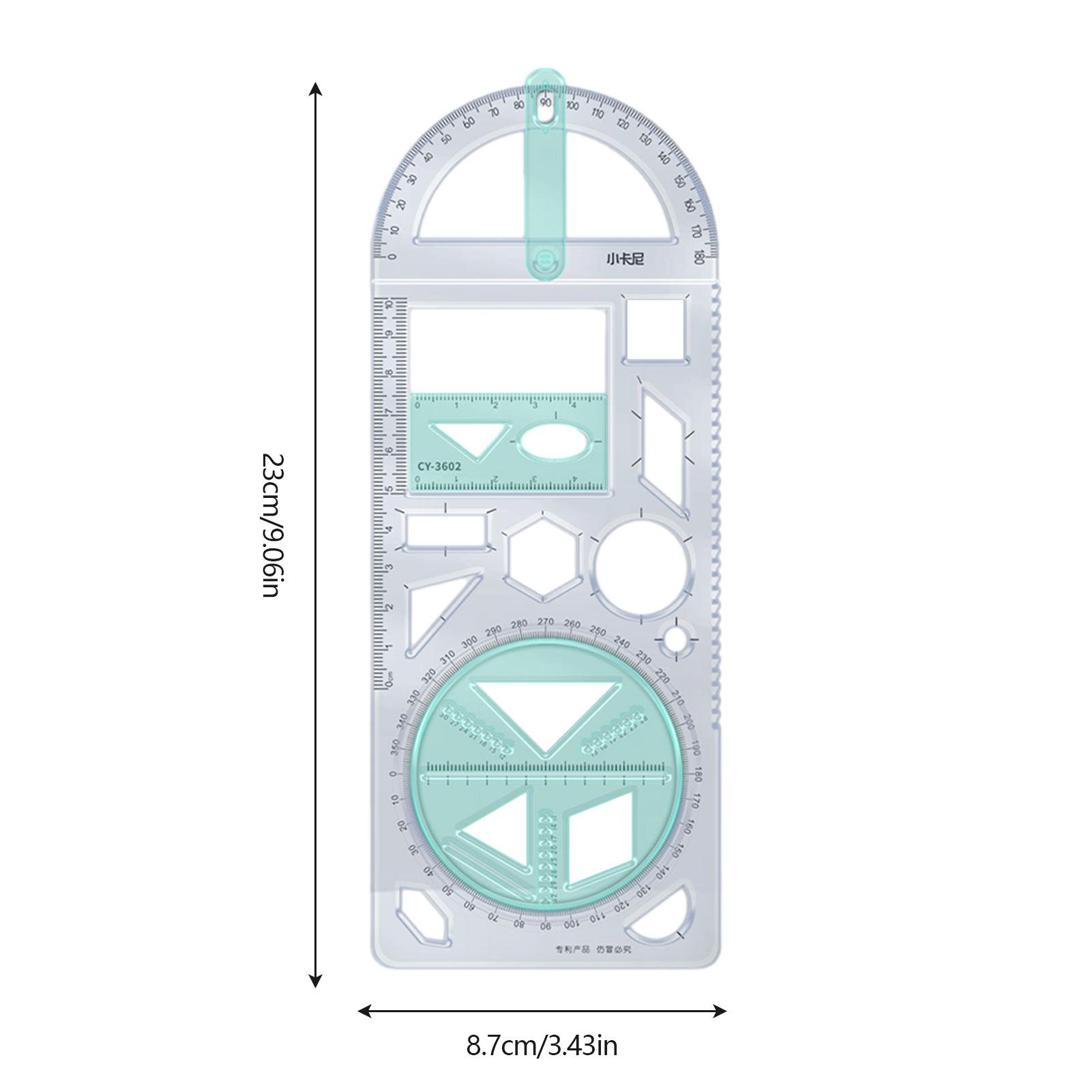 

Geometric Ruler Triangle Ruler For School Multifunctional Primary School Activity Drawing Compass Protractor Set Measuring Tool світло-сірого кольору
