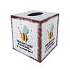 Cute Watercolor Animal Art Organizer Iron Square Tissue Box, Bee And Bird Print Decorative Storage for Cafe Breakfast Holder, Pastoral