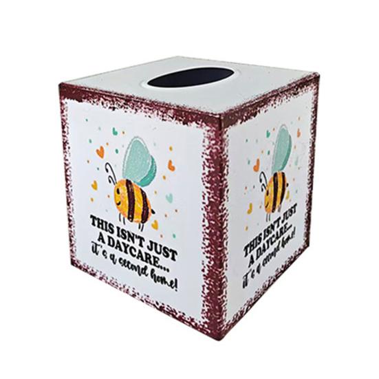 Cute Watercolor Animal Art Organizer Iron Square Tissue Box, Bee And Bird Print Decorative Storage for Cafe Breakfast Holder, Pastoral
