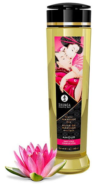 Huile de massage Amour Coeur de Lotus 240mL - Shunga - Huile de Massage