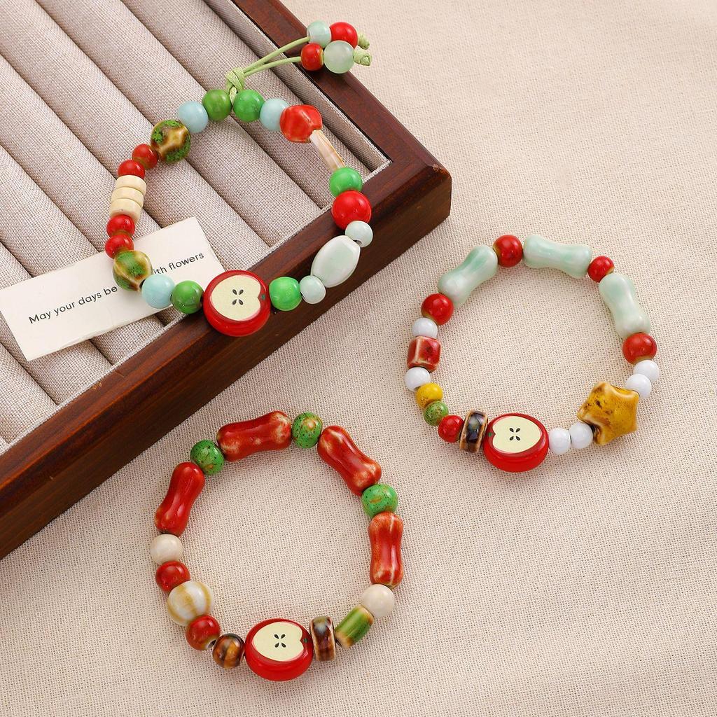 Sweet Temperament Fashion Apple Core Shaped Ceramic Bracelets