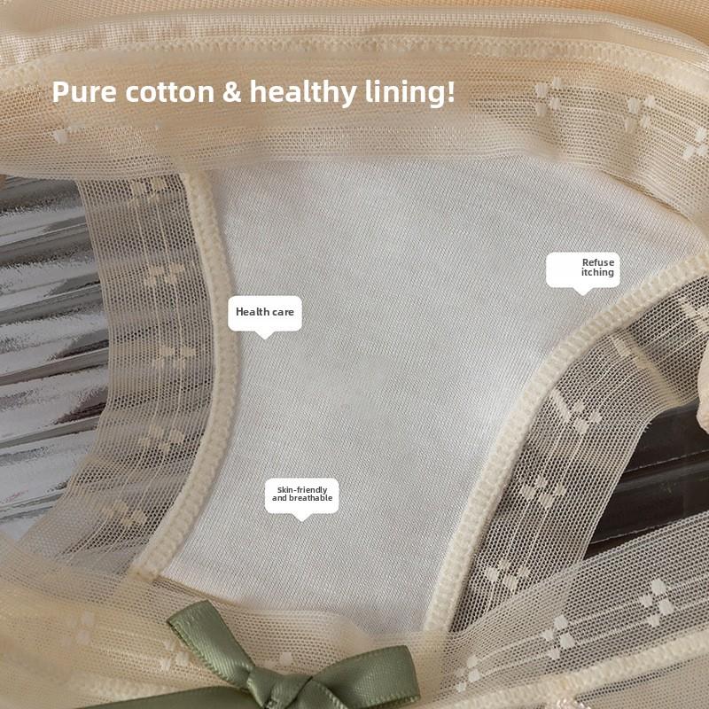 Ladies Spring and Summer Thin Sexy Lace Hollow Mesh Gauze Bag Hip Breathable Waist Triangle Briefs