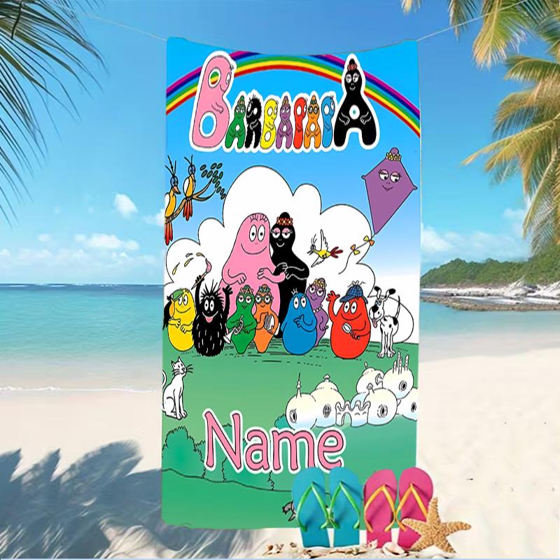 Customizable personalized beach towels Barbapapa themed designs.Suitable for the beach, yoga, sports;ideal as beach accessories