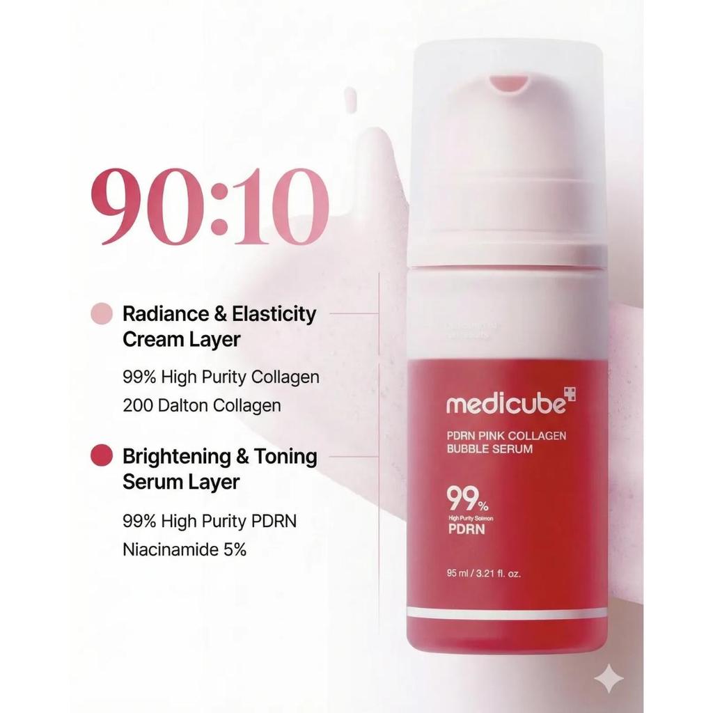 [Medicube] PDRN Pink Collagen Bubble Serum 95ml - Firming & Radiance