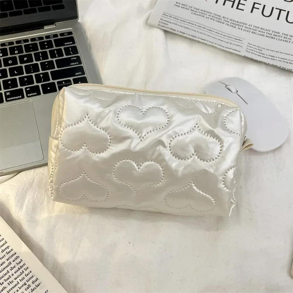 Silver Lingge Bow Pattern Makeup Bags for Women Fashion Cute Lady Girls Earphone Key Lipstick Cosmetic Storage Bag Zipper Pouch