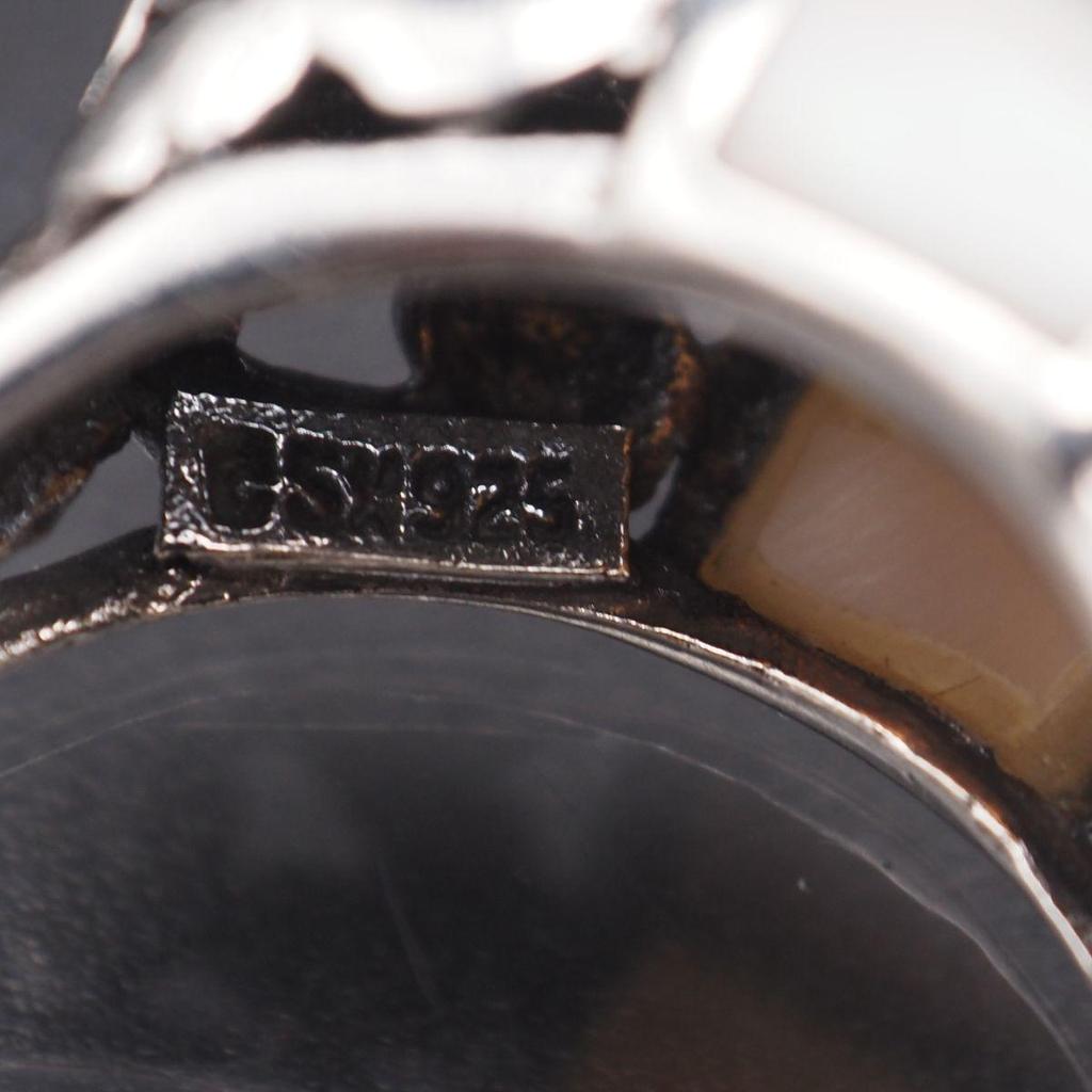 Used X983 Shell THAILAND 925 Engraved Ring Openwork Arabesque Design Silver Ring Vintage No. 11