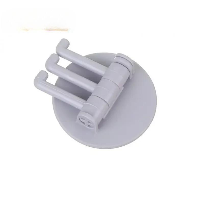 10pcs Three Branch Rotatable Seamless Adhesive Hook Strong Bearing Stick Hook Wall Hanger Bathroom Kitchen Supplies Hooks