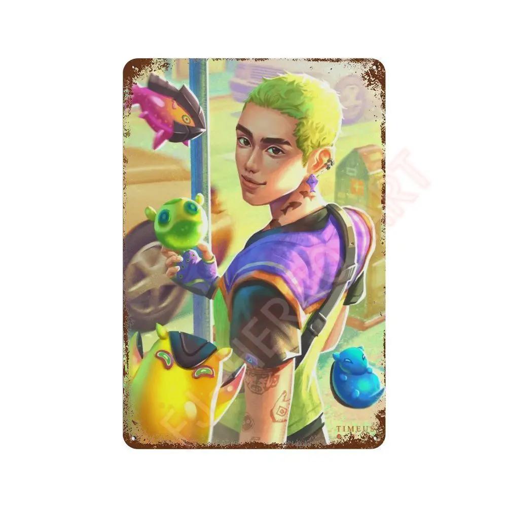 Anime Online Game Valorant Poster Neon Metal Tin Sign Plaque Wall Kawaii Game Room Decor Reyna Jett Gaming Gamer Aesthetic Gift