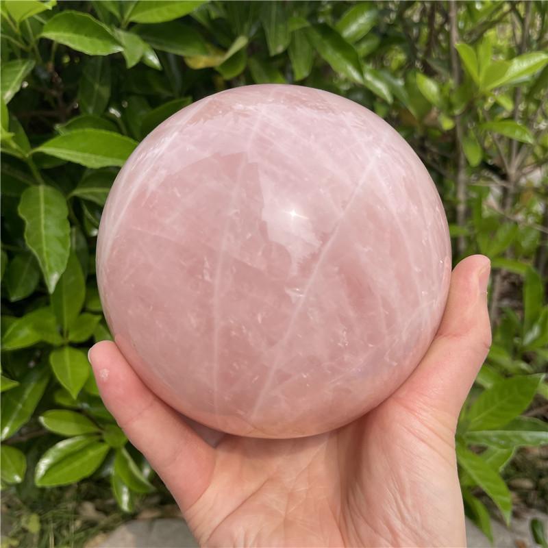 BIG SPHERE BALL Natural Pink Rose Quartz Crystal Healing Ball Sphere Chakra Meditation Stone NEW