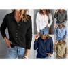 Solid Color Knitted Sweater Women's Single-breasted Lapel Collar Long-sleeved Loose Casual Bottoming Top, New In Autumn and Winter