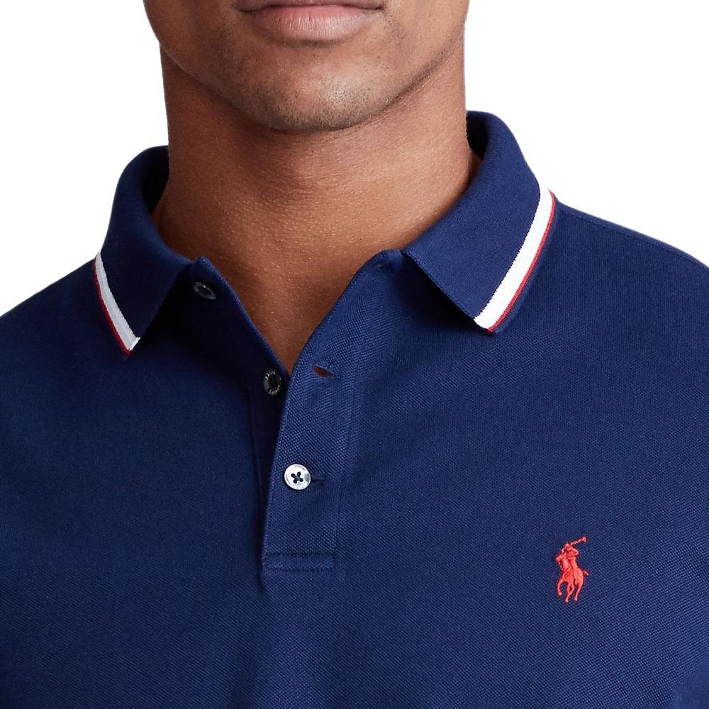 Polo Ralph Lauren Tinta Unita Logo Pony Piccolo Ricamato Polo a Maniche Lunghe Uomo top Blu Navy MNPOKNI16820344-410