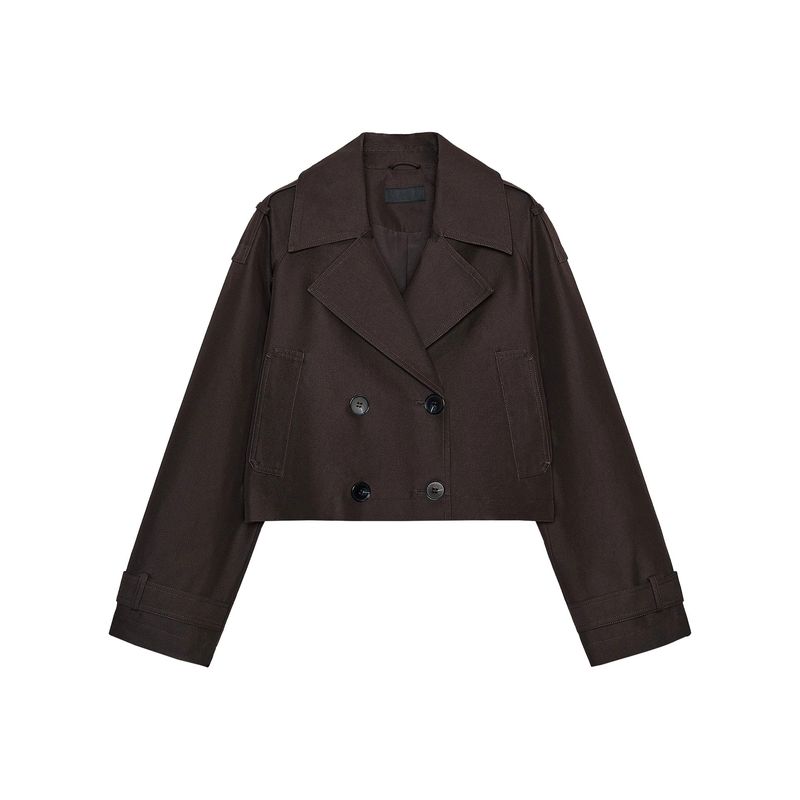 Zaprha 2025 Autumn New British Style Double Breasted Lapel Double Placket Short Trench coat Outerwear 3046259