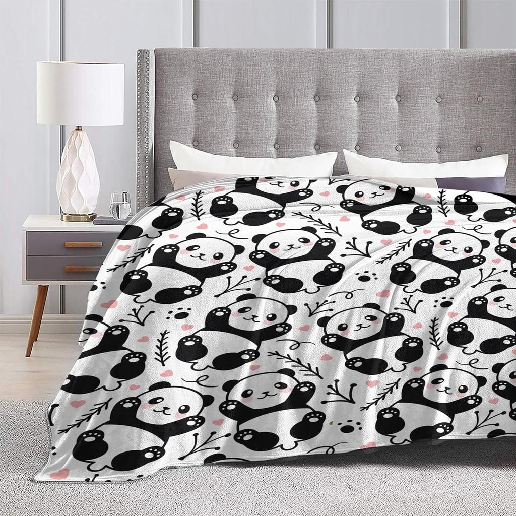Coperta Panda - Morbido Plaid in Flanella per Bambine e Donne, Regali Carini per Amanti dei Panda, Decorazione Peluche (Cartone animato, 50"x40\")