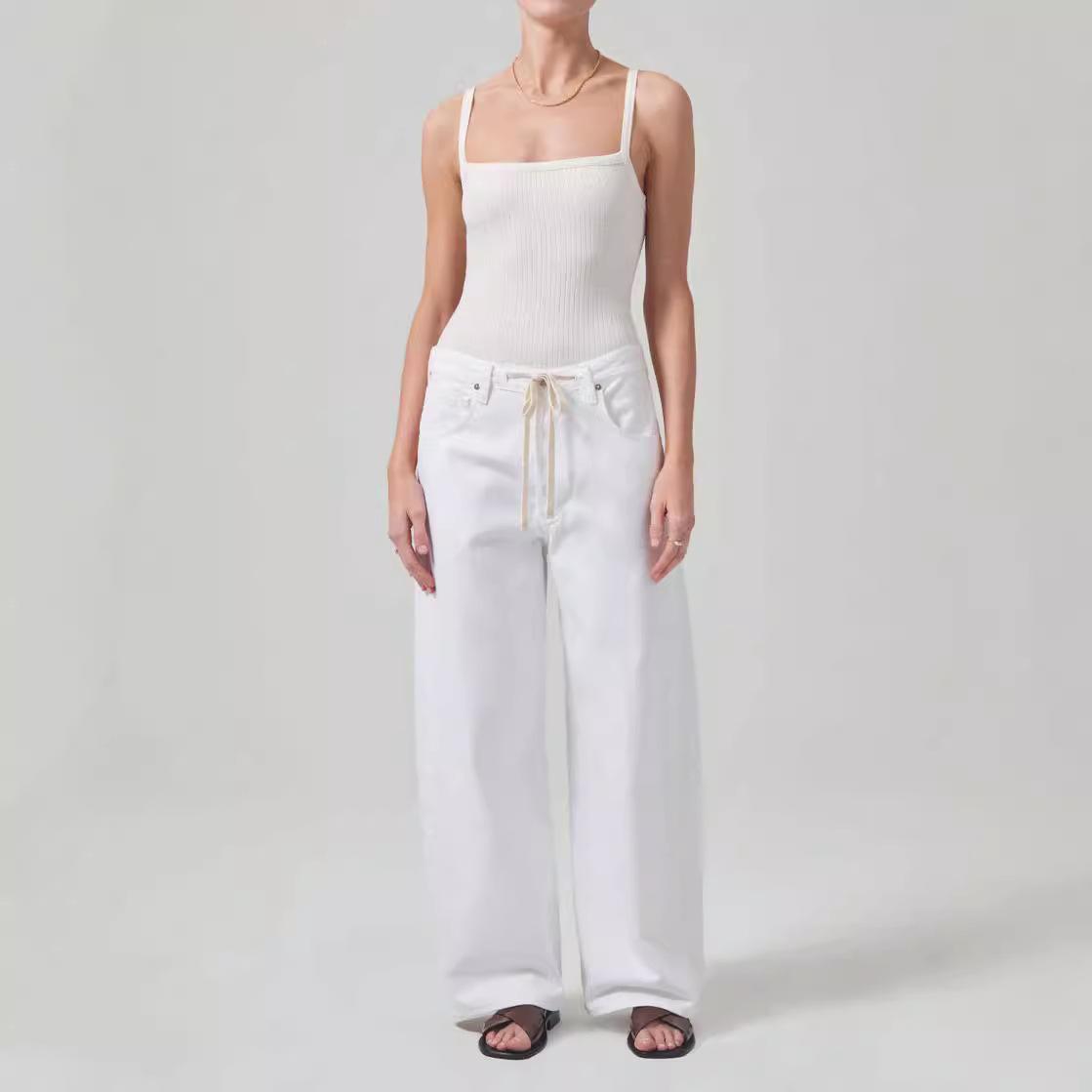 

Ladies Daily New Seasonal Commuting Business Leisure Pants With Pockets Made Of Pure Cotton And Comfortable Fit L белый