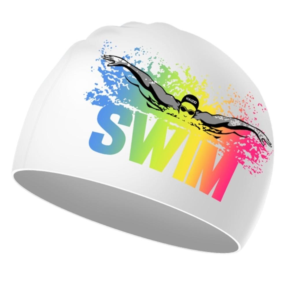 Silicone Ears Protect Letter Swim Cap Silicone Swimming Hat Swimming Caps Elastic Diving Hat