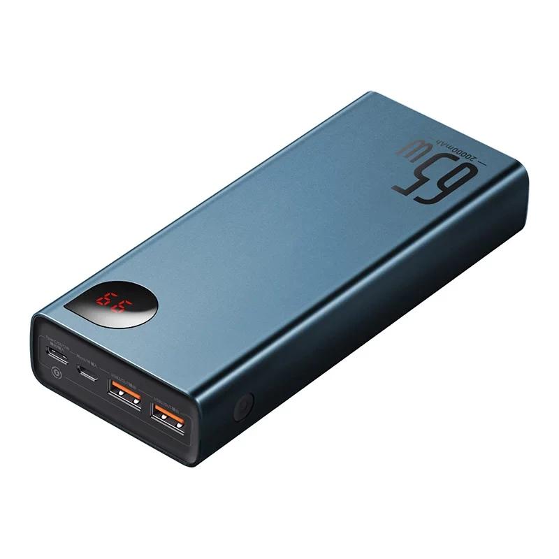Powerbank Baseus Adaman Metal 20000Mah, Pd, Qc 3.0, 65W, 2Xusb + Usb-C + Micro Usb, (Niebieski)