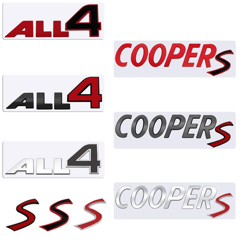 Metal 3D Badge ALL4 S Logo Car Rear Trunk Body Sticker Emblem For MINI COOPER S Clubman R55 R56 R57 R58 R59 F54 F55 F56 F57 JCW