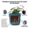 Handmade Ceramic Plant Pot Set 3-Piece (diameter 38/30.5/23 Cm), Glossy Turquoise Blue with Vertical Groove Trim, Frost-Resistant, with Drainage Holes