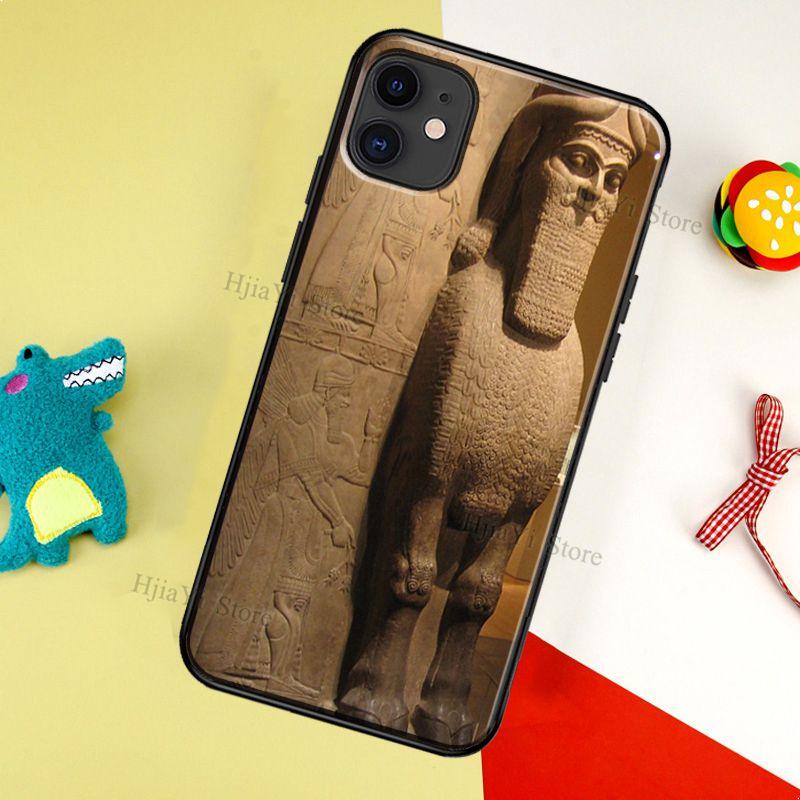 Lamassu Assyrian Mesopotamian Fall Für iPhone 13 11 14 Pro Max 12 mini 6S 7 8 Plus X XR XS Max SE 2020 Weiche TPU Coque