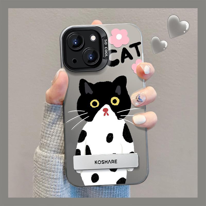 

Подходит для Apple 14 Чехол для мобильного телефона Iphone15 Cow Cat Невидимый кронштейн 13 Цвет серебристый матовый 12 Полное покрытие Защита от падения iPhone 6s Plus