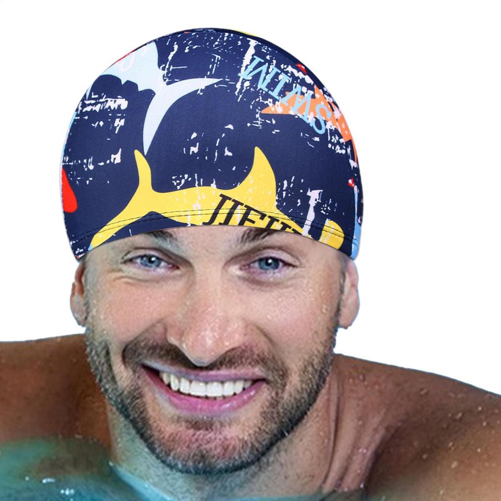 Unisex Printed Swim Caps Waterproof Polyester Swimming Hat For Boys Girls Ear Protection Pool Accessories Kids Youth Sports