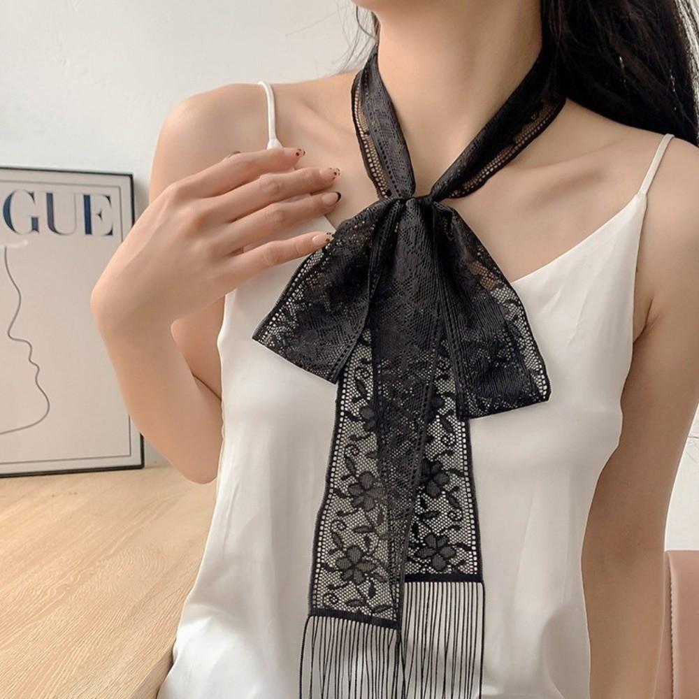 Soft Evening Party Scarves Floral Embroidery Lace Neck Strap Elegant Neckerchief  Dress Decoration
