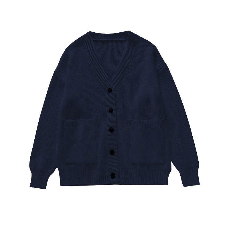 

Женский кардиган-пальто из рыхлой вязки цвета майярского коричневого для осени и зимы Navy blue