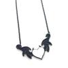 Devil Heart Pendant Necklace with Wings and Drip Oil Finish