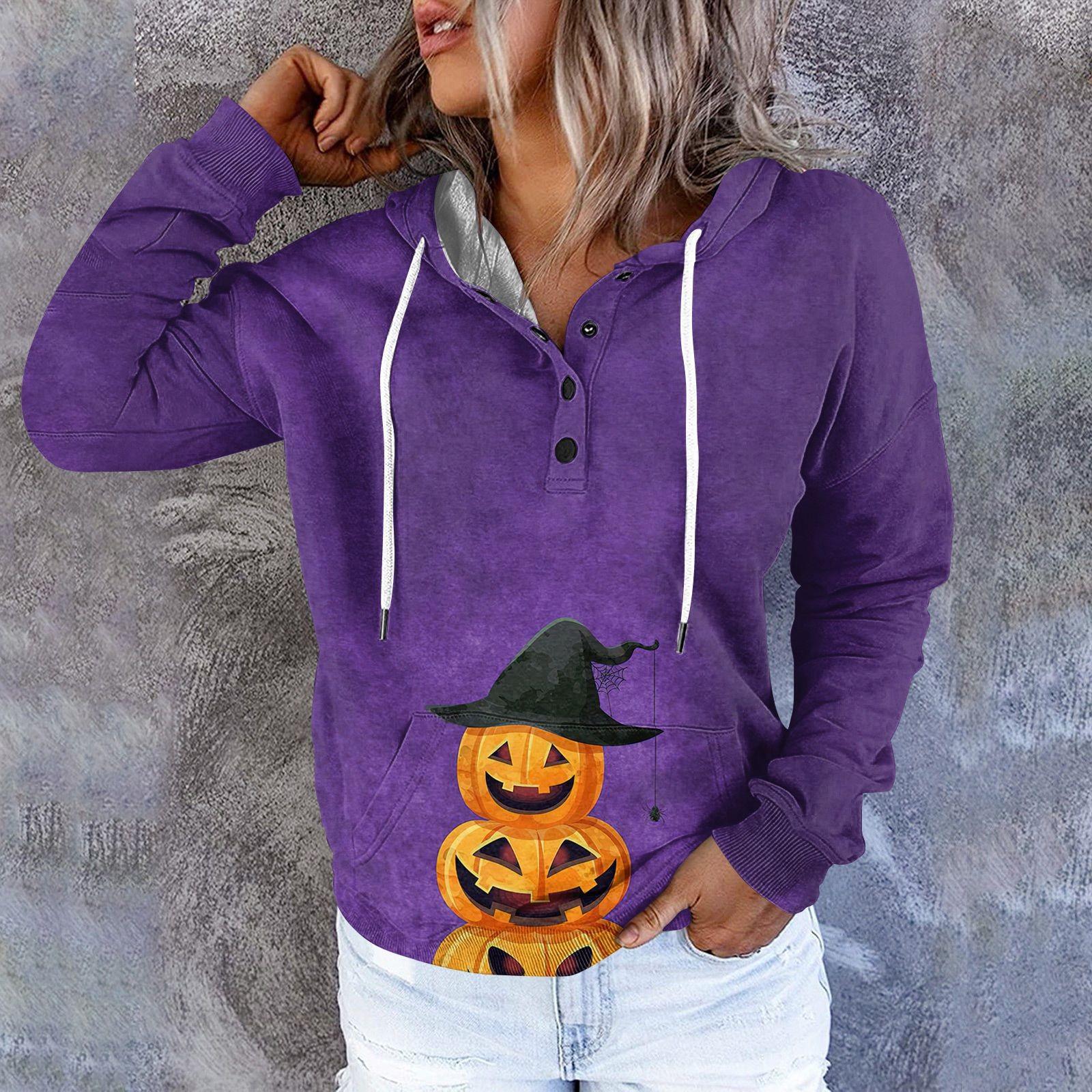 

Женские повседневные модные пуловеры с длинными рукавами и принтом, толстовки с капюшоном M фиолетовый