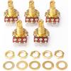 Swhmc 5PCS Guitar Potentiometers A250k Split Shaft Taper Pots Audio Tone Switch Control for Electric Bass Guitar