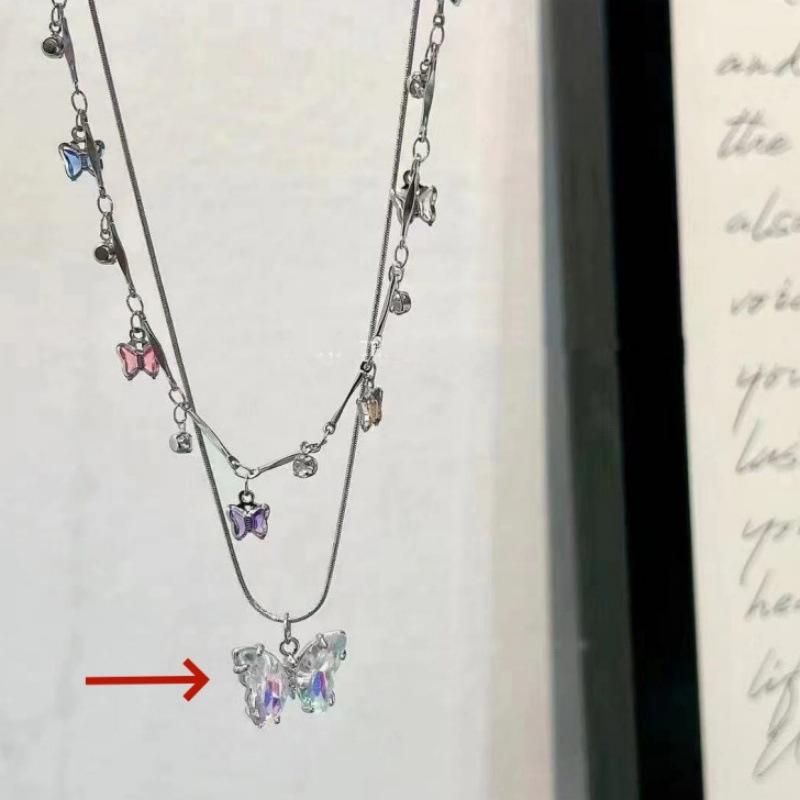Elegant Double-Layer Butterfly Necklace: Trendy High-End Women's Clavicle Choker