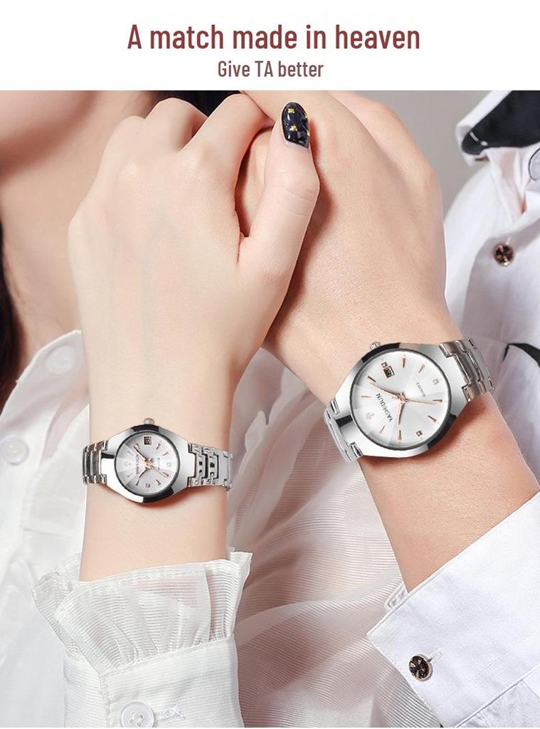 Unisex Luminous Quartz Watch: Fashionable Steel Band, Waterproof, Suitable for Students & Couples