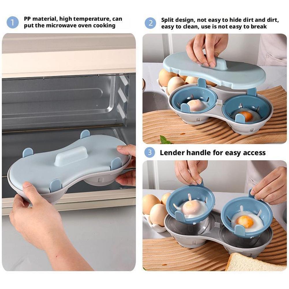 Microwave Oven Egg Poacher 2 Grid Silicone Egg Cooker for Boiled Eggs Duck Eggs Non-stick Easy to Clean Quick Cooking Tool 2