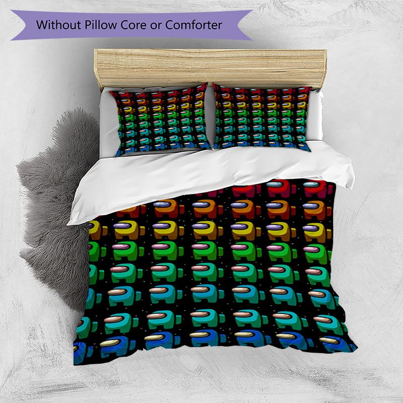 3pcs Duvet Cover Set (1*Duvet Cover + 2*Pillowcase, Without Core), Among Us Print Bedding Set, Bedroom Decor, All‑Season, Birthday Gift