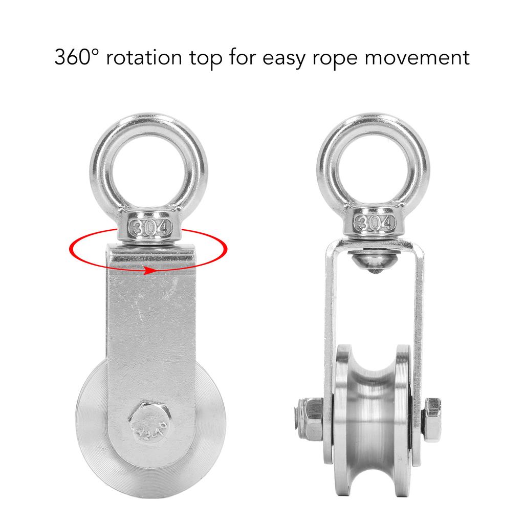 2PCS Cable Pulley Wheels 360 Degree Rotation Stainless Steel Pulley Roller Built in Dual Bearings