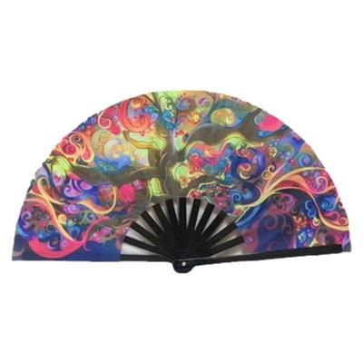 Fächer mit Lichtern Großer Faltbarer Handfächer Faltbar Groß Faltbarer Hand-Rave-Fächer 33cm Bunter Regenbogen Faltfächer Tanz