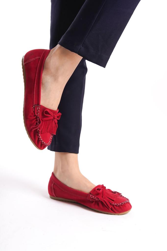 Women's Fashion Flat Heeled Ballerinas Ps Brown Suede Tasseled Daily Ballet Shoes