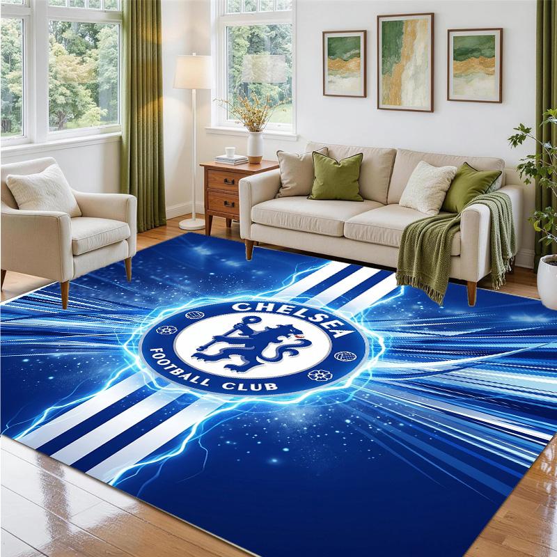 Chelsea FC Design Crystal Velvet Rug Soft Decorative Mat for Bedroom Entrance