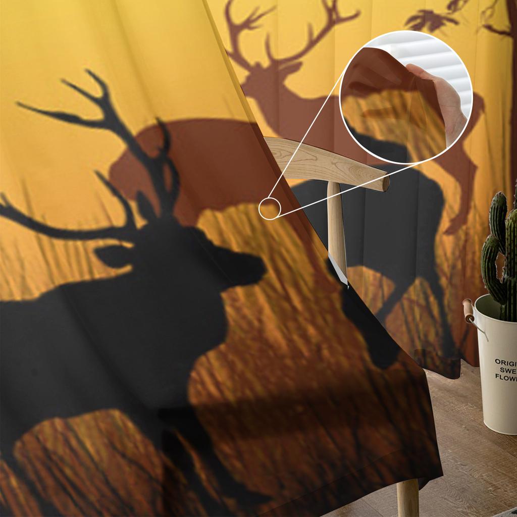 Wild Deer In Forest Sheer Curtains for Living Room Transparent Tulle Window Treatments Bedroom Kitchen Home Decor Veil Drapes