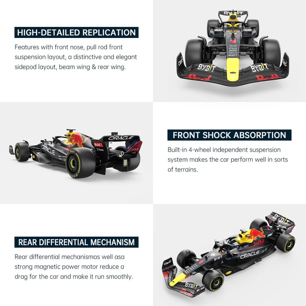 Red Bull F1 Race 118 Scale RC Racing Car, Rastar 2022 Oracle Red Bull Race F1 Remote Control Car Red Bull Equation RB 18 2022 Sergio Perez, Navy Blue