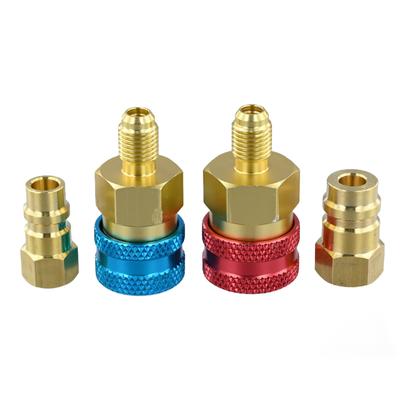 2 Stück R1234YF Schnellkupplungs-Adapter-Set, R1234YF auf R134A Umrüstsatz, Hoch-/Niederdruck-Schnellkupplungsadapter
