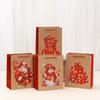 StoBag Kraft Christmas Gift Wrapping Bags for Sweets Santa Snowman Red Print Reusable Gift Packaging Bag Holiday Treat