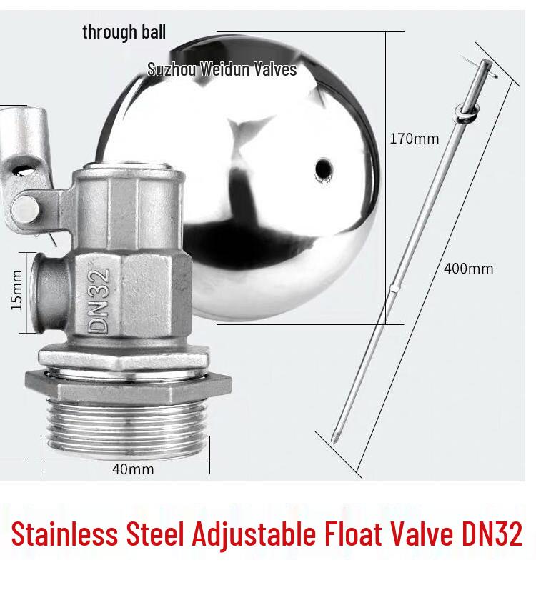 304 Stainless Steel Float Valve Water Level Controller for Tank/Tower, DN50 4-Point Inlet.