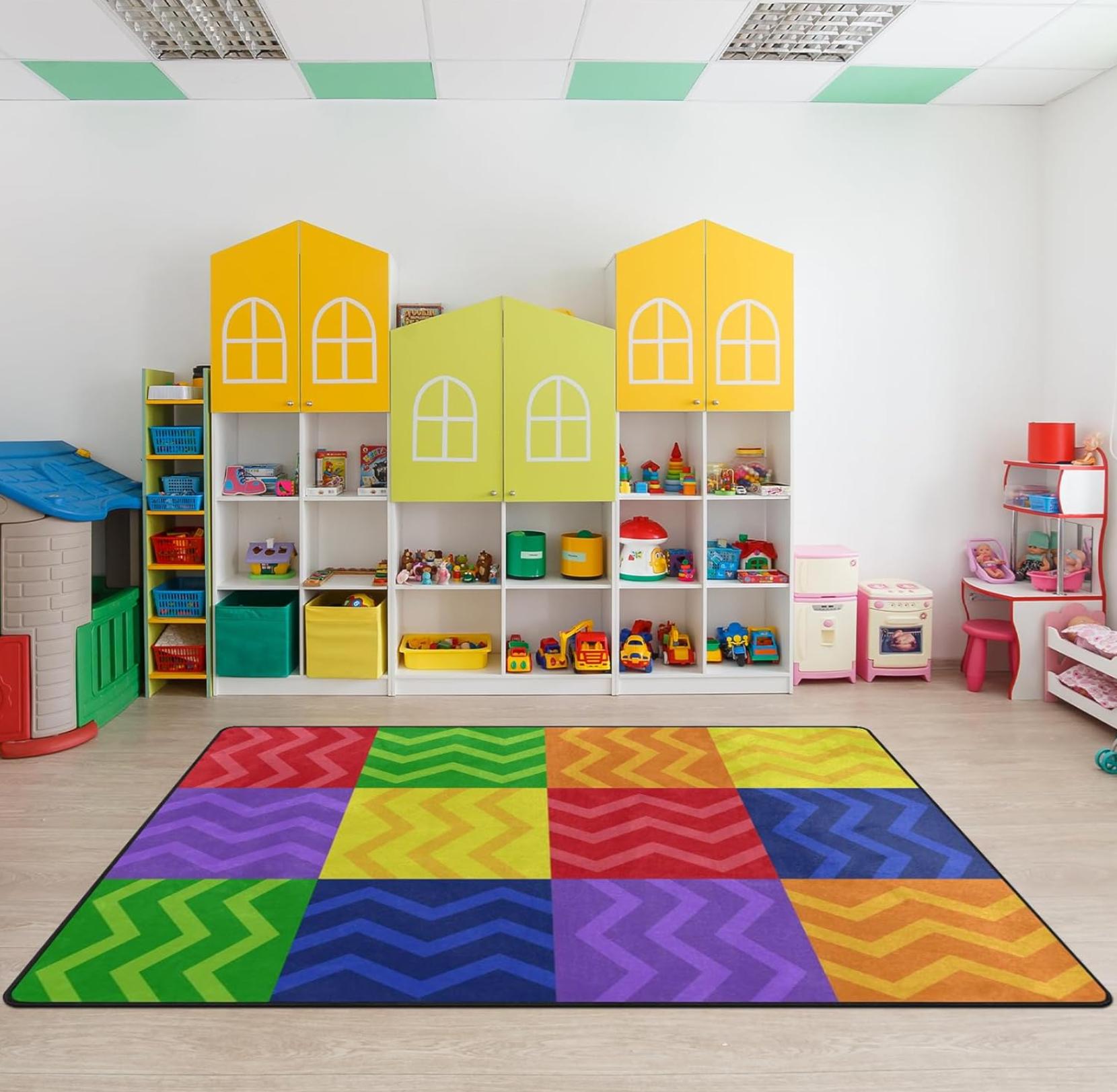 

Kids Play Rug with Tree Stump and Grass Design Non Slip Educational Floor Carpet for Toddler Bedroom Playroom Living Room 40X60cm